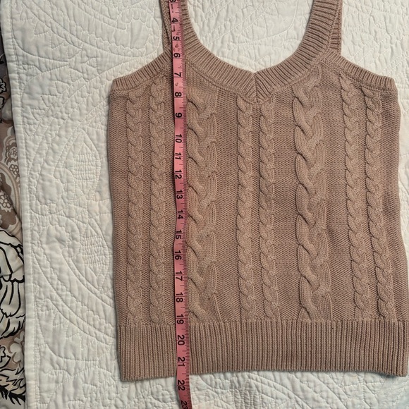 Women's Beige Cable Knit Tank Top - Picture 6 of 7